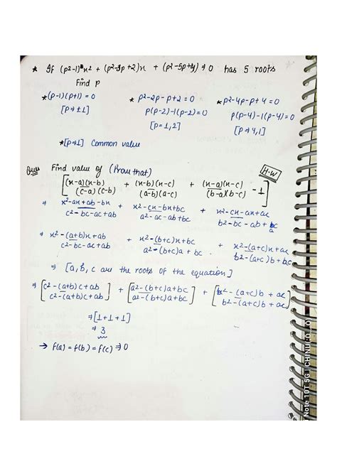 Solution Quadratic Equations Mathematics Kota Hand Written Notes And