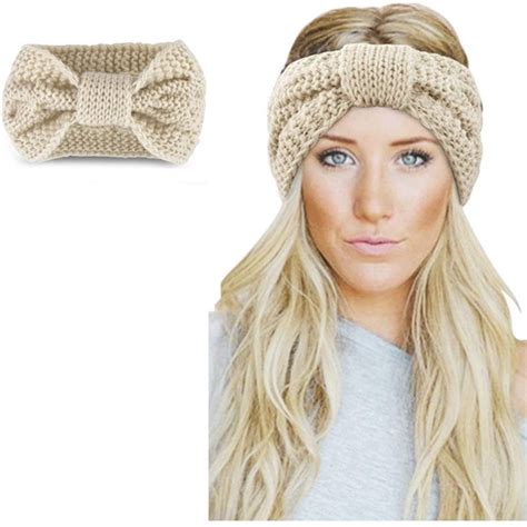 Womens Winter Warm Beanie Headband Soft Stretch Skiing Cable Knit Cap