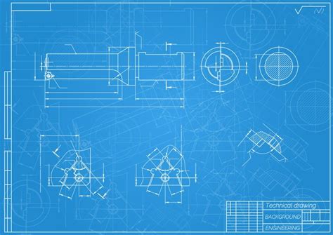 Dibujos De Ingeniería Mecánica Sobre Fondo Azul Herramientas De Grifo Barrenador Diseño Técnico