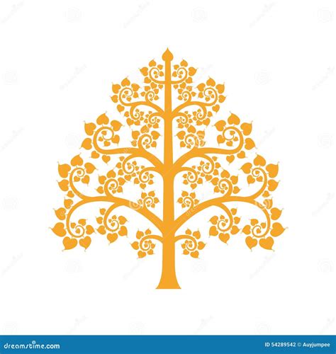 Golden Bodhi Tree Symbol With Thai Style Isolate On Background Stock