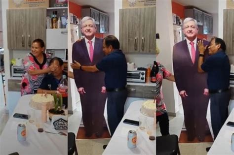 Video Un cartón de la figura de AMLO se vuelve el mejor regalo