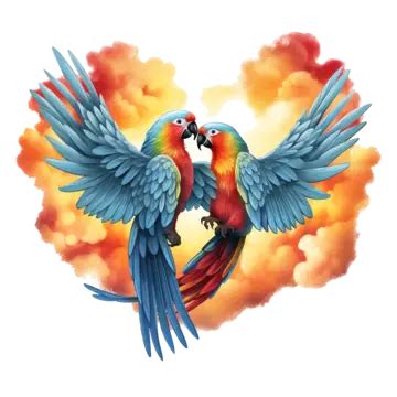 Parrot Clip Art Creating Heart Formation In Cloudscape Valentine S Day