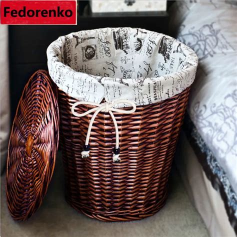 Pastoral Square large wicker storage baskets with lids decorative ...