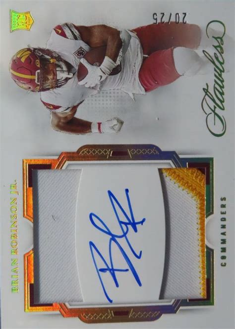 Brian Robinson Jr 2022 Flawless Rdp Rb Rookie Dual Patch Auto 25 Psa