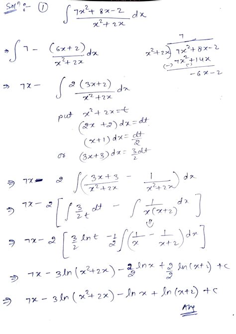 [solved] Please Help And Show Work 1 Evaluate The Integral 7x2 8x