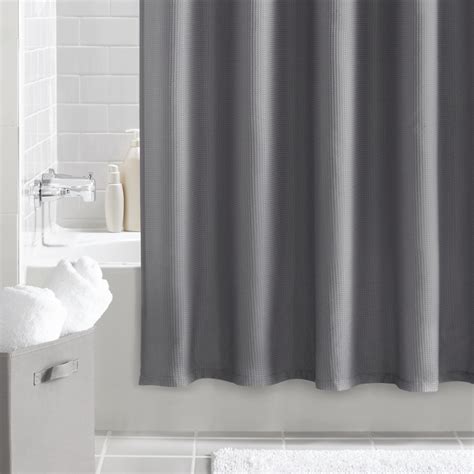 Mainstays Fabric Shower Curtain 70 X 72 Waffle Weave Design Grey