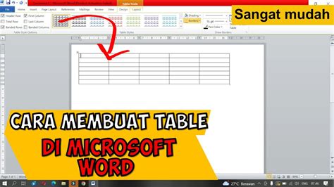 Cara Membuat Table Di Microsoft Word Youtube