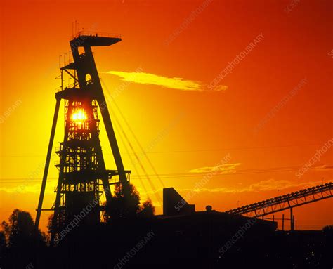 Head Frame Over Shaft Of Gold Mine At Sunset Stock Image T8560015