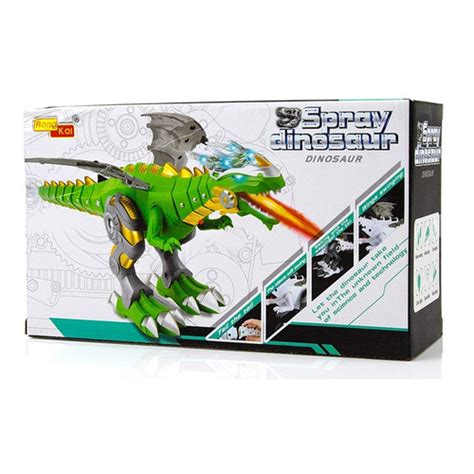 Jual Mainan Anak Spray Dinosaur Robot Dino Jalan Asap Naga Hijau Putih