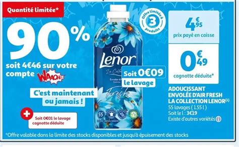 Promo Adoucissant Envol E D Air Fresh La Collection Lenor Chez Auchan