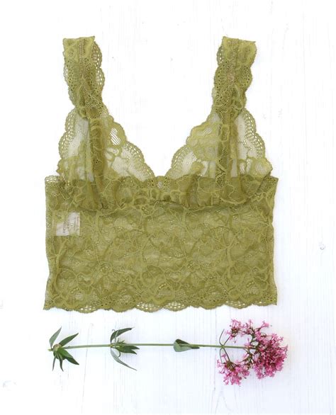 Sheer Pear Green Lace Lingerie Set Green See Through Bralette Etsy