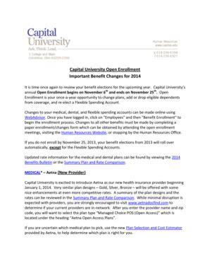 Fillable Online Capital Capital University Open Enrollment Important