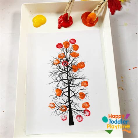 Pom Pom Fall Tree Craft With Free Tree Printable Happy Toddler Playtime