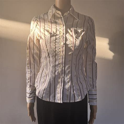 Vintage 90s XOXO Striped Button Up Shirt Whimsigoth Y2K Long Sleeve