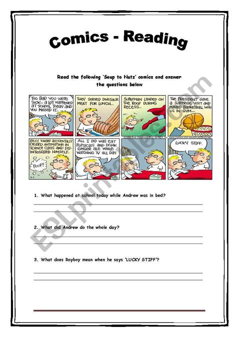 Comics Reading Activity 12 Esl Worksheet By Katiamp