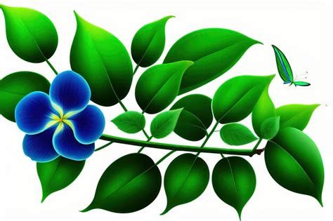 Premium Ai Image Green Leaves Vine With Blue Flower Of Asian