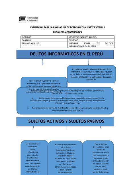 P A N3 DE Derecho Penal Parte Especial I EVALUACIÓN PARA LA