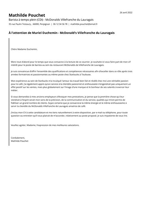 Lettre De Motivation Job Etudiant Mcdonald AUTOMASITES Aug 2023