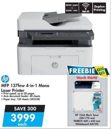 HP MFP 137fnw 4 In 1 Mono Laser Printer Offer At Makro