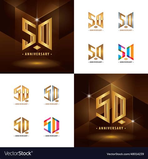 Set Of 50th Anniversary Logotype Design Fifty Vector Image