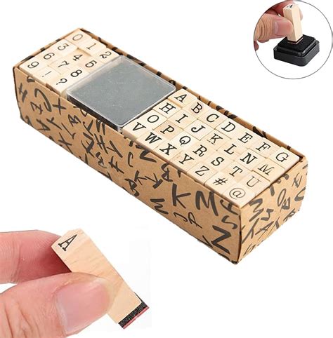 ZoeTekway 40 Stück Buchstaben Stempel Set Alphabet Holzstempel