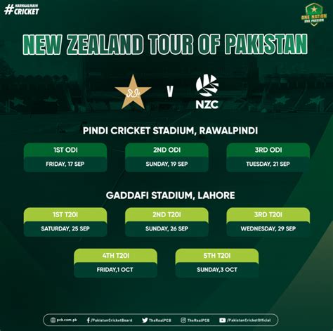 Pakistan Announces New Zealand Tour Itinerary Press Release Pcb