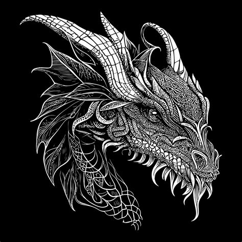 Dragon Head Illustration Is A Striking Depiction Of This Mythical