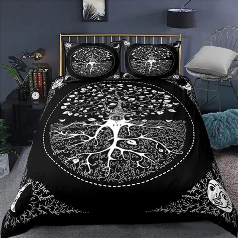 Hamsa Hand Bedding Set Boho Mandala Duvet Cover Set Black Gold Bohemia