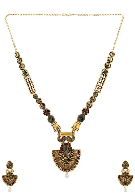 Buy Oxidised Stone Studded Necklace Set Online Juy Utsav Fashion