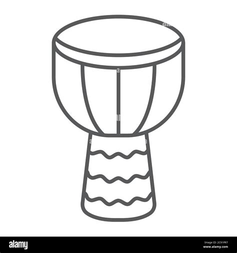 Djembe Thin Line Icon Music And Instrument Drum Sign Vector Graphics