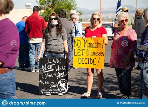 Helena Montana September 11 2020 Protesters Hold Signs At Mask