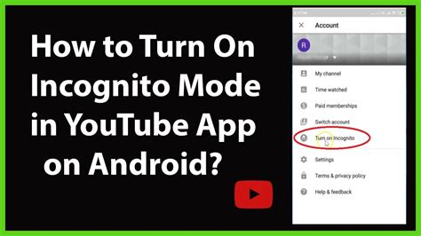 How To Turn On Incognito Mode In Youtube App On Android Youtube