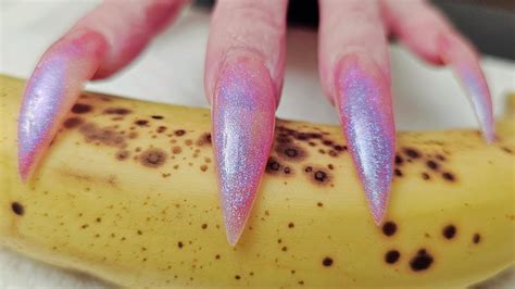 Long Sharp Nails Scratch And Tear A Banana 🍌🍌🍌 Youtube