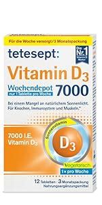 tetesept Vitamin D3 7000 Wochendepot – Vitamin D Tabletten bei einem ...