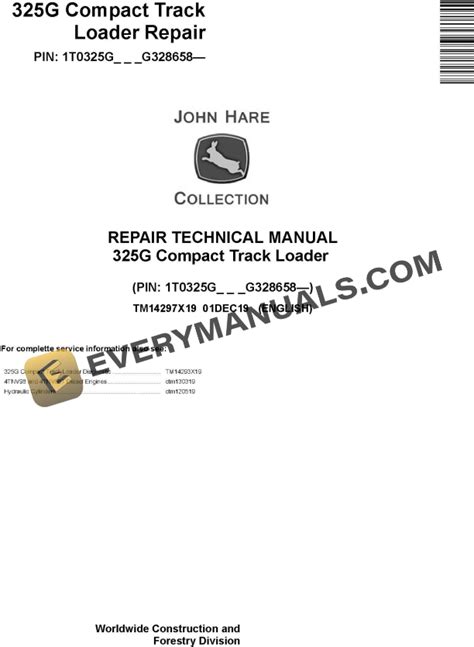 John Deere G Compact Track Loader Repair Technical Manual Tm X