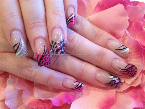 Eye Candy Nails And Training Black Pink And Silver Freehand Nail Art