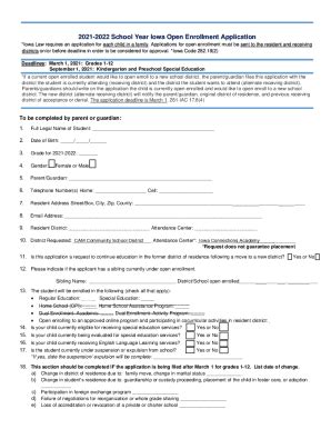 Fillable Online 2021 22 IACA Open Enrollment Application Fax Email