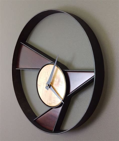 Maple And Steel Modern Round Wall Clock Dpcustoms