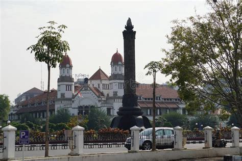 Tugu Muda Monument With Lawang Sewu Background In Semarang City Which