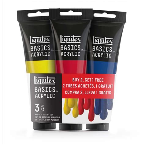 Liquitex BASICS Acrylic Primary Colors Set Of 3 4oz Buy 2 Get 1 Free