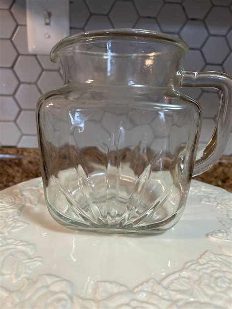 Vintage Federal Glass Starburst Juice Pitcher Etsy