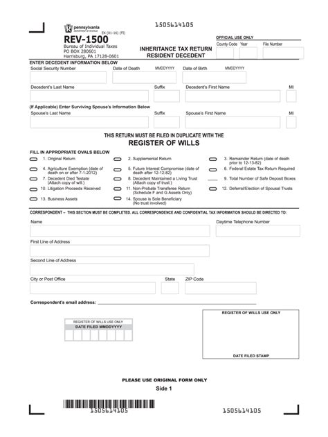 2016 Form PA REV 1500 Fill Online Printable Fillable Blank PdfFiller