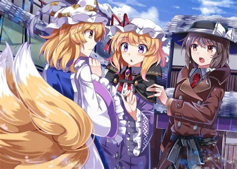 Anime Picture 1400x1000 With Touhou Yakumo Ran Usami Renko Maribel