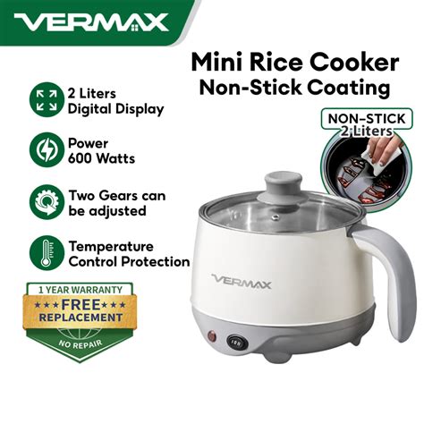 Vermax Potable Rice Cooker With Steamer L Multi Cooker Double Layer Mini Hot Pot Non Stick