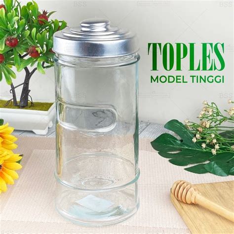 Jual Toples Kaca Tinggi 1 4L Tebal Aesthetic Wadah Penyimpanan Makanan