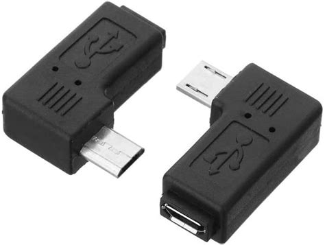 Cy 2pcs 90 Degree Left Right Angled Micro Usb 2 0 5p Male To Female Extension Adapter Amazon