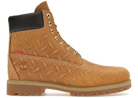 Timberland 6 Premium Waterproof Boot Supreme Diamond Plate Wheat Mens Sneakers Us