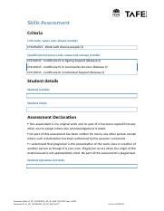 CHCDIV001 AE Sk 2of2 1 Docx Skills Assessment Criteria Unit Code