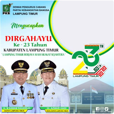 Ragam Twibbon HUT Kabupaten Lampung Timur Ke 23 Tahun 2022 Waca Berita