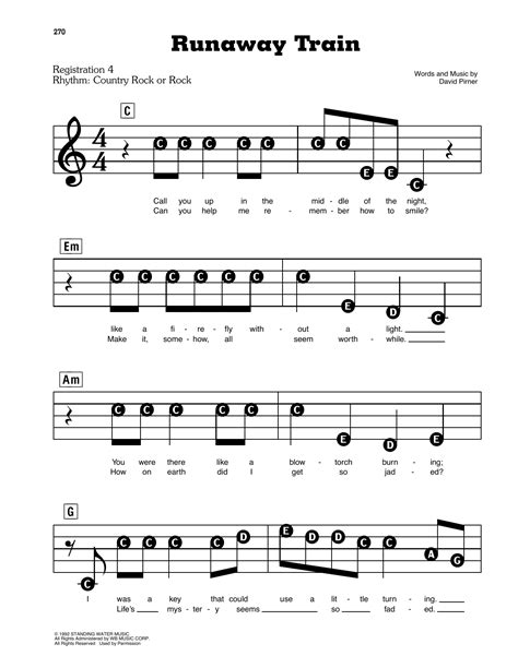 Runaway Train By Soul Asylum Sheet Music For E Z Play Today At Sheet